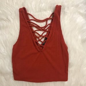 Rust criss cross crop top